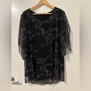 Black Floral Sheer blouse
